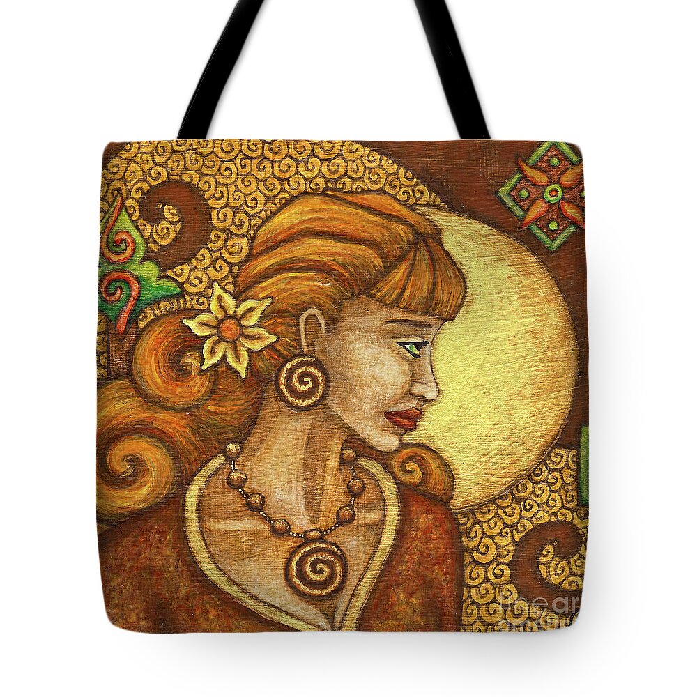 Portrait Tote Bag featuring the painting Exalted Beauty Tegan by Amy E Fraser