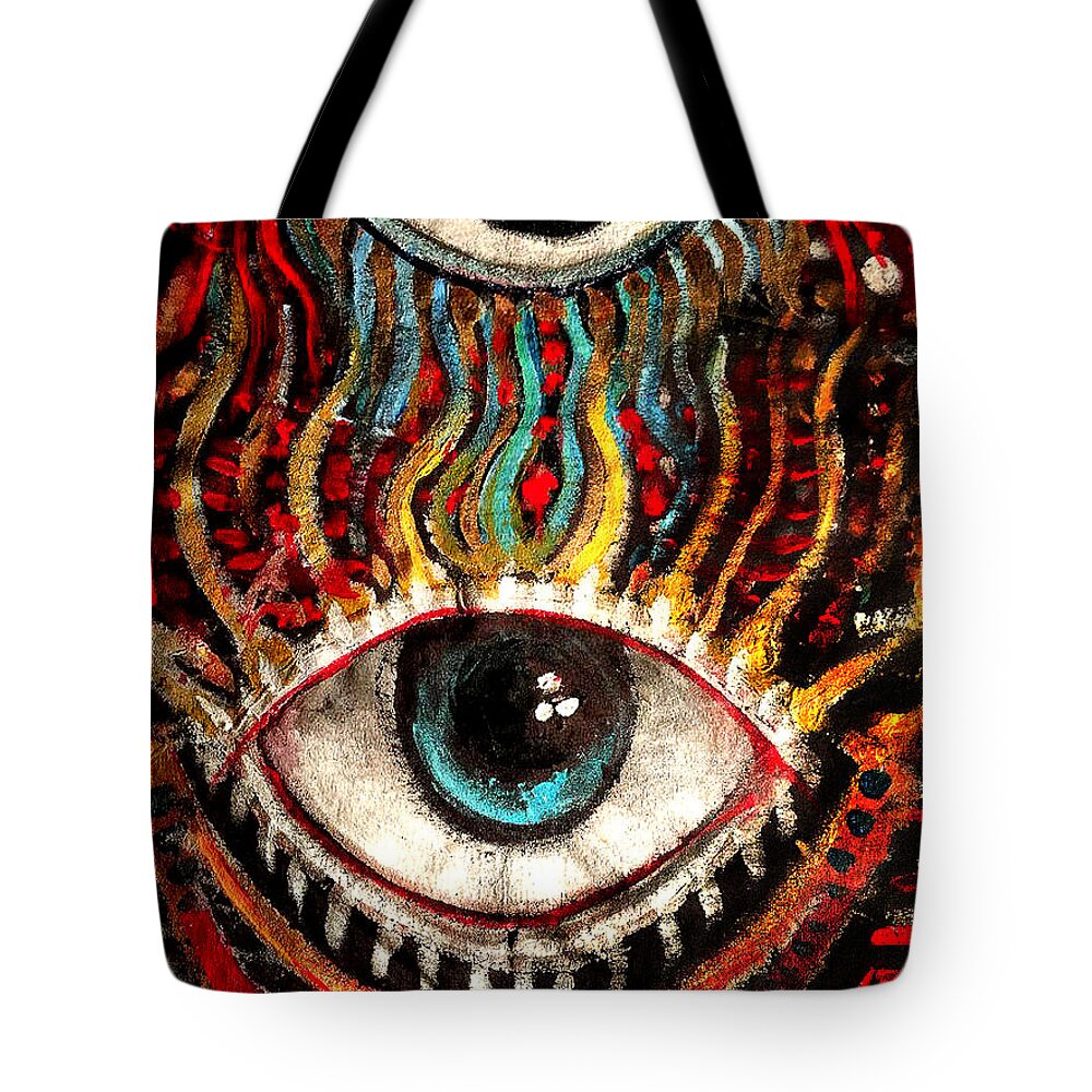 Eyes On You Tote Bag featuring the painting Eyes On You by Amzie Adams