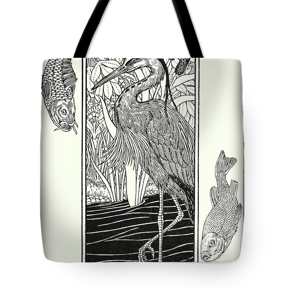 Border Tote Bag featuring the painting Fables Of La Fontaine, The Heron by Percy James Billinghurst