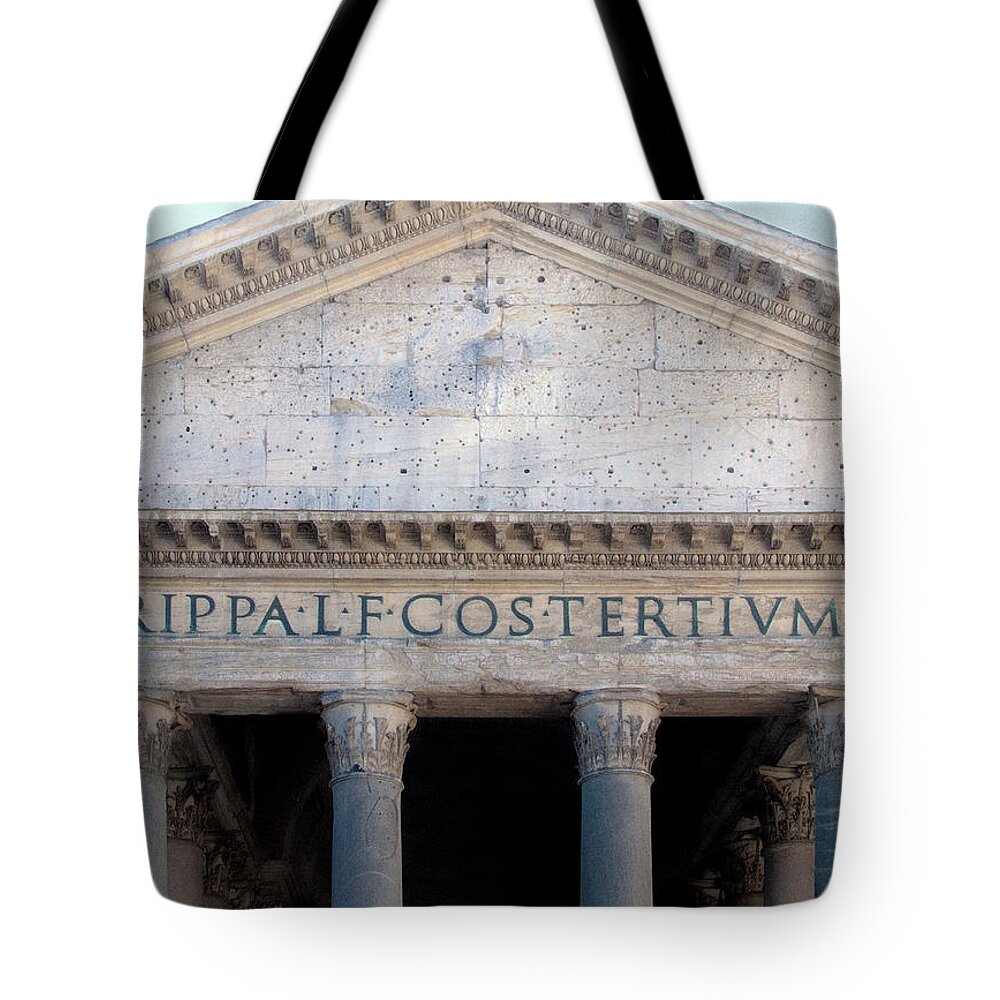 Clear Sky Tote Bag featuring the photograph Facade Of The Pantheon In Rome, Italy by Mel Curtis