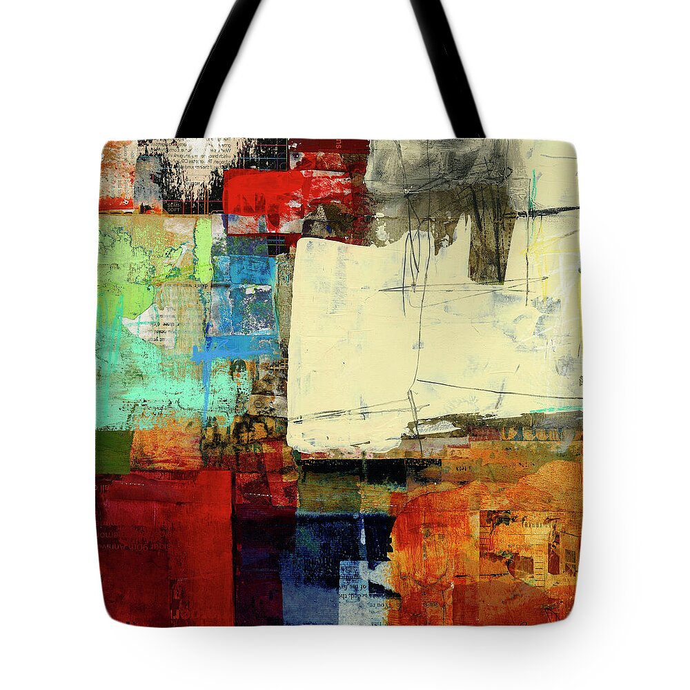 Abstract Art Tote Bag featuring the painting Fact Check #12 by Jane Davies