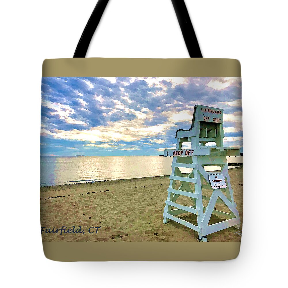 Lifeguard Stand Tote Bag featuring the photograph Fairfield CT Lifeguard by Tom Johnson