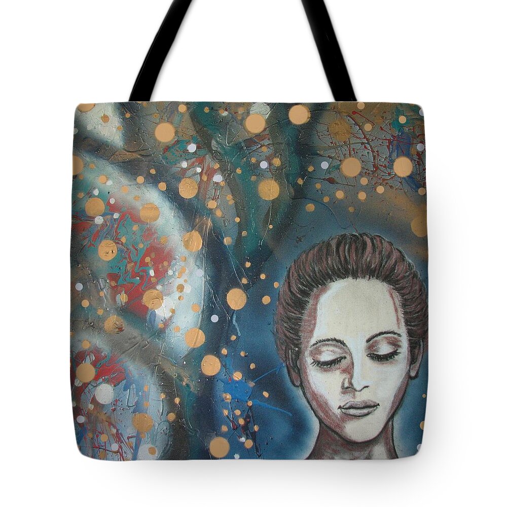 Fantasy Tote Bag featuring the drawing Fairy Lights by Joan Stratton