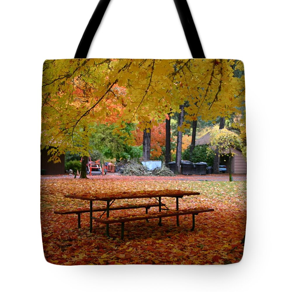 Fall Tote Bag featuring the photograph Fall Picnic by Marie Neder