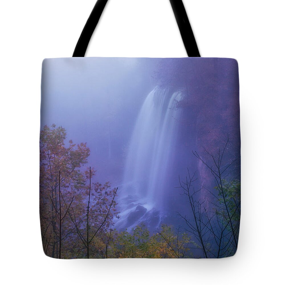 Fog Tote Bag featuring the photograph Falling Springs Falls by Nunweiler Photography