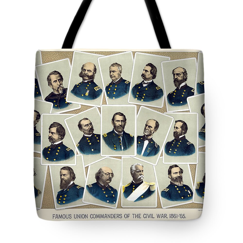 Union Tote Bag featuring the painting Famous Union commanders of the Civil War, 1861-'65 by Sherman Publishing Co.