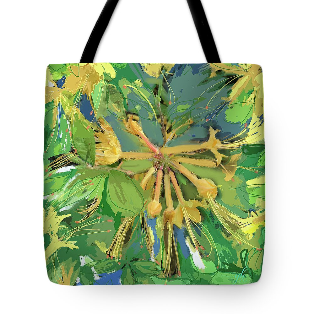 Floral Abstract Tote Bag featuring the digital art Fanfare by Gina Harrison