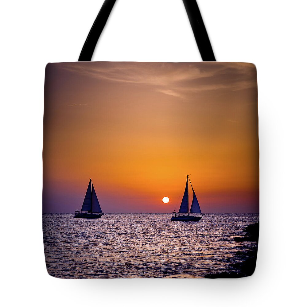 Orange Color Tote Bag featuring the photograph Fantastic Sunset by Kertlis
