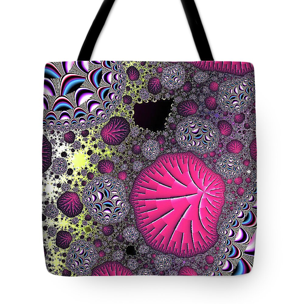 Abstract Tote Bag featuring the digital art Fantasy World Red Modern Art by Don Northup