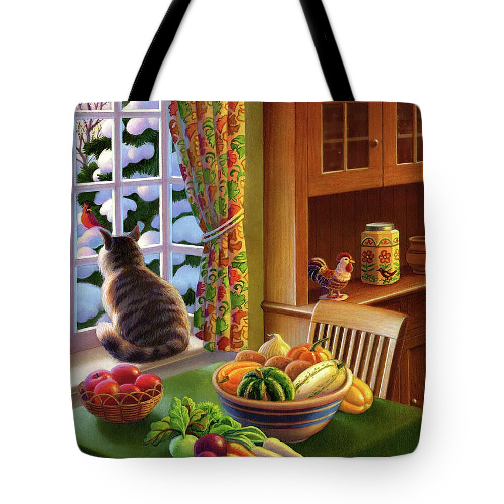 Cat Tote Bag featuring the painting Farmhouse Cat by Robin Moline