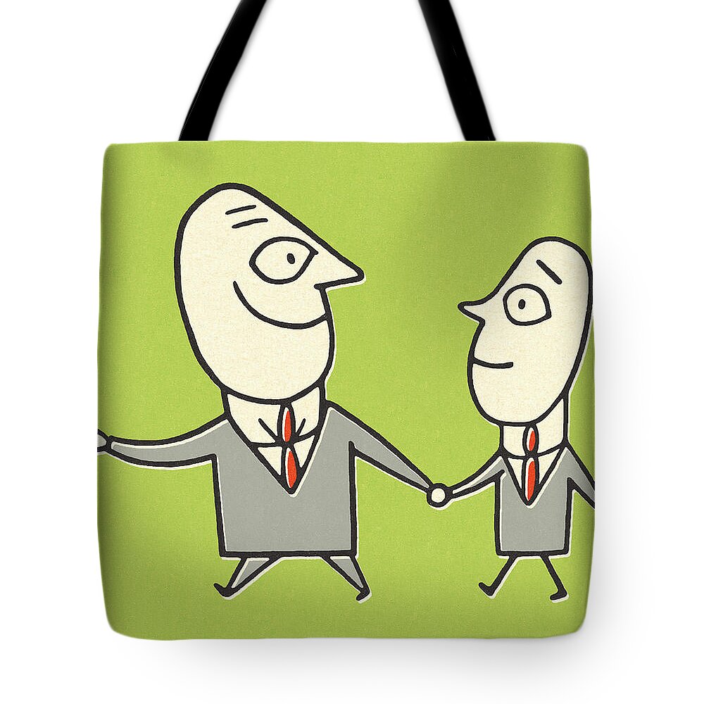 Adult Tote Bag featuring the drawing Father and Son Businessmen by CSA Images
