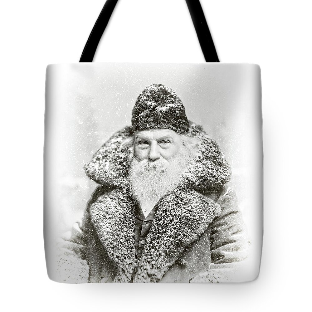 Santa Claus Tote Bag featuring the photograph Father Christmas Vintage Christmas Card burnout by Edward Fielding