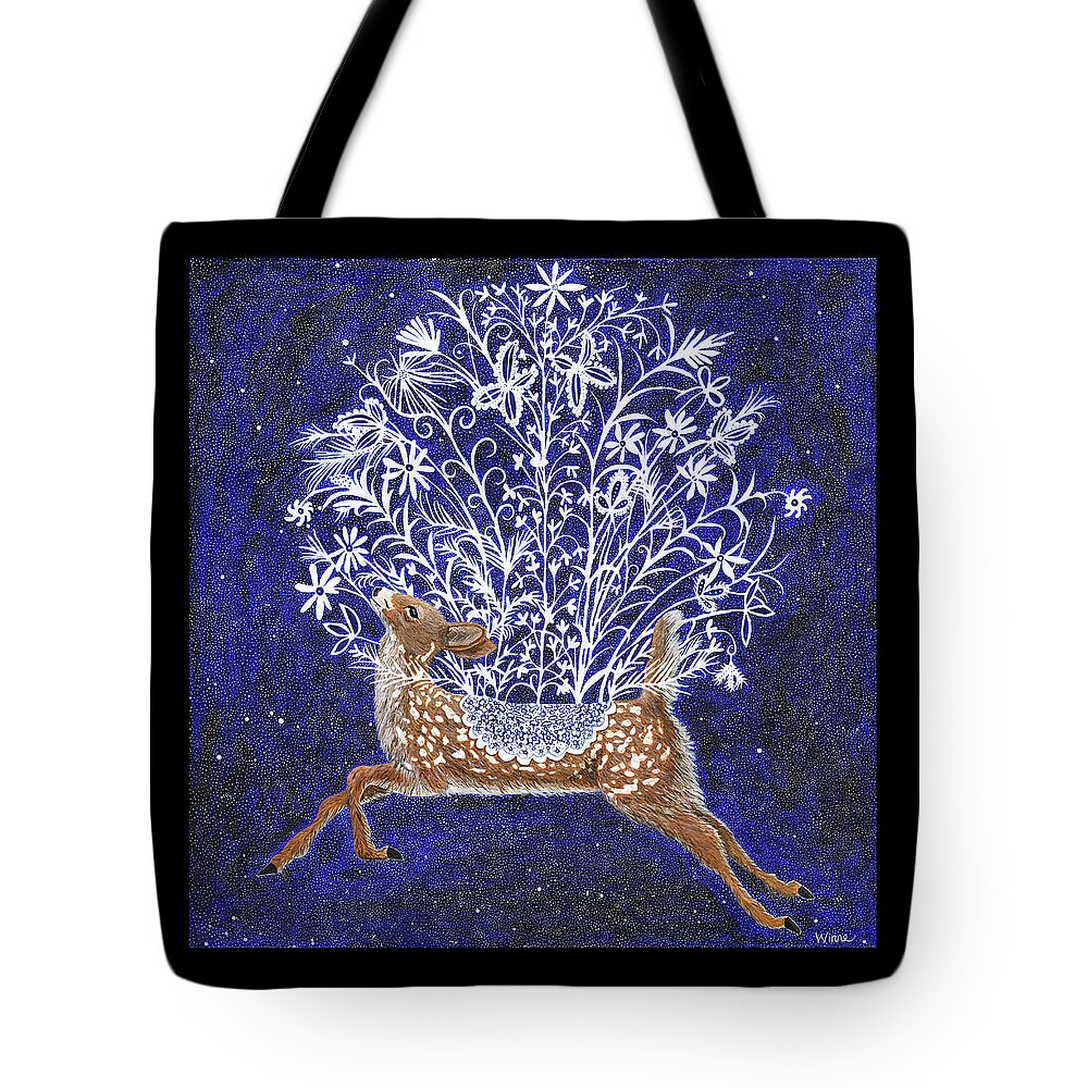 Lise Winne Tote Bag featuring the painting Fawn Bouquet by Lise Winne