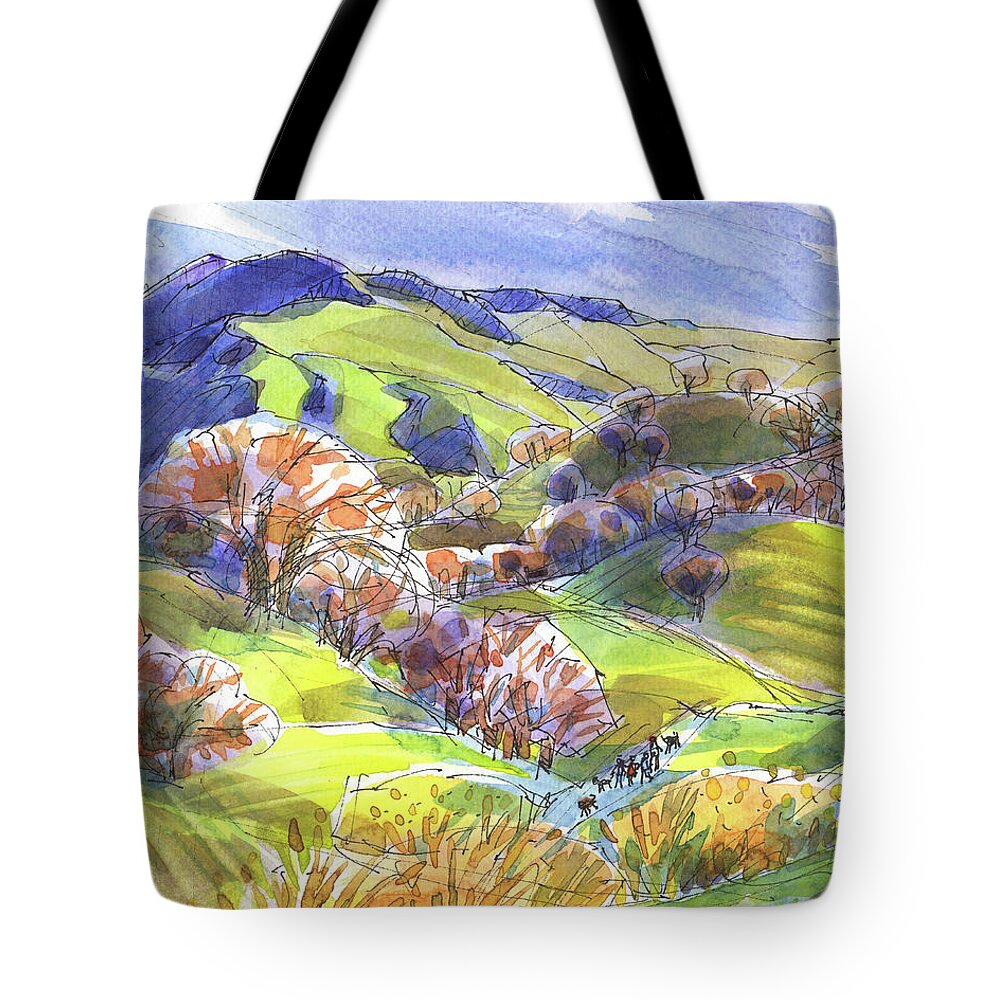 Mount Diablo Tote Bag featuring the painting February Landscape with Mount Diablo by Judith Kunzle