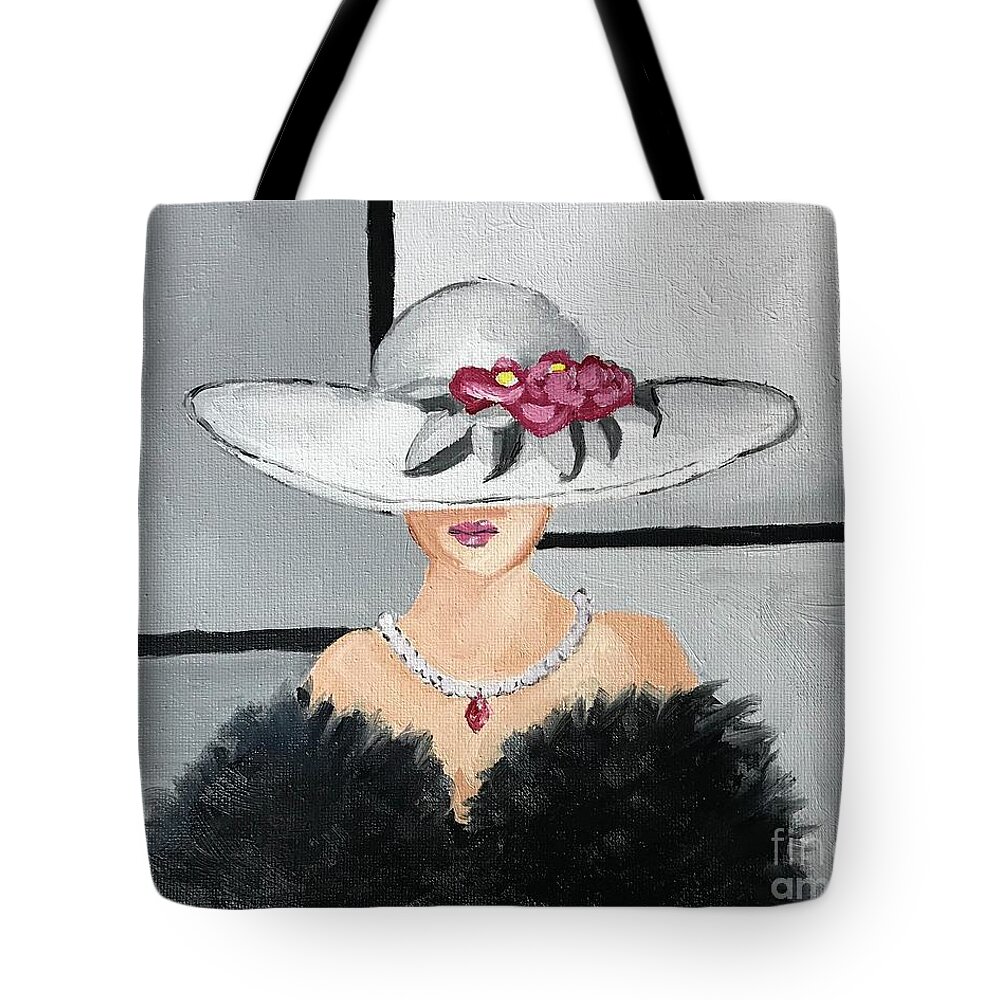 Original Art Work Tote Bag featuring the painting Femme Fatale #2/3 by Theresa Honeycheck