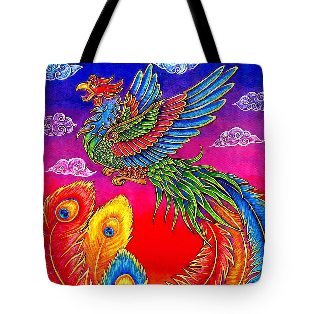 Chinese Phoenix Tote Bag featuring the painting Fenghuang Chinese Phoenix by Rebecca Wang