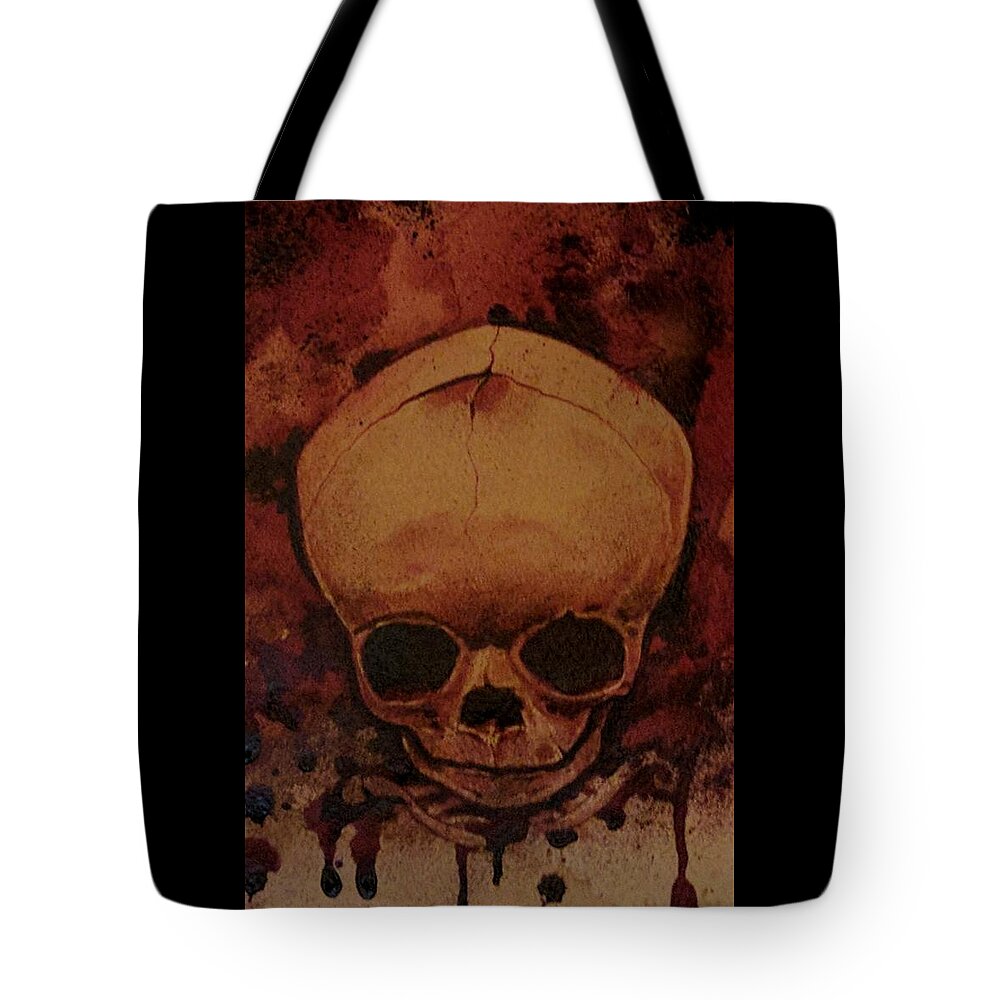 Ryan Almighty Tote Bag featuring the painting Fetus Skeleton #2 by Ryan Almighty