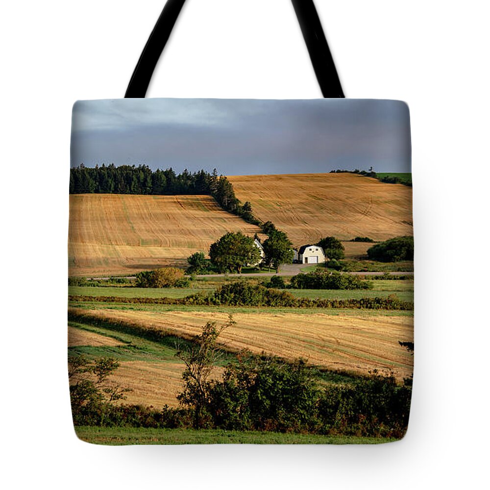 Pei Tote Bag featuring the photograph Fields and Farms Patchwork by Marcy Wielfaert