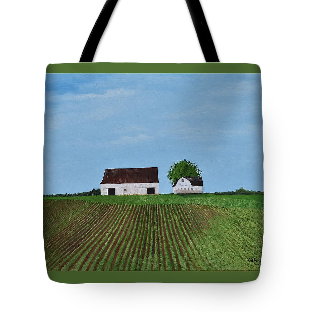 Landscape Tote Bag featuring the painting Fields by Gabrielle Munoz