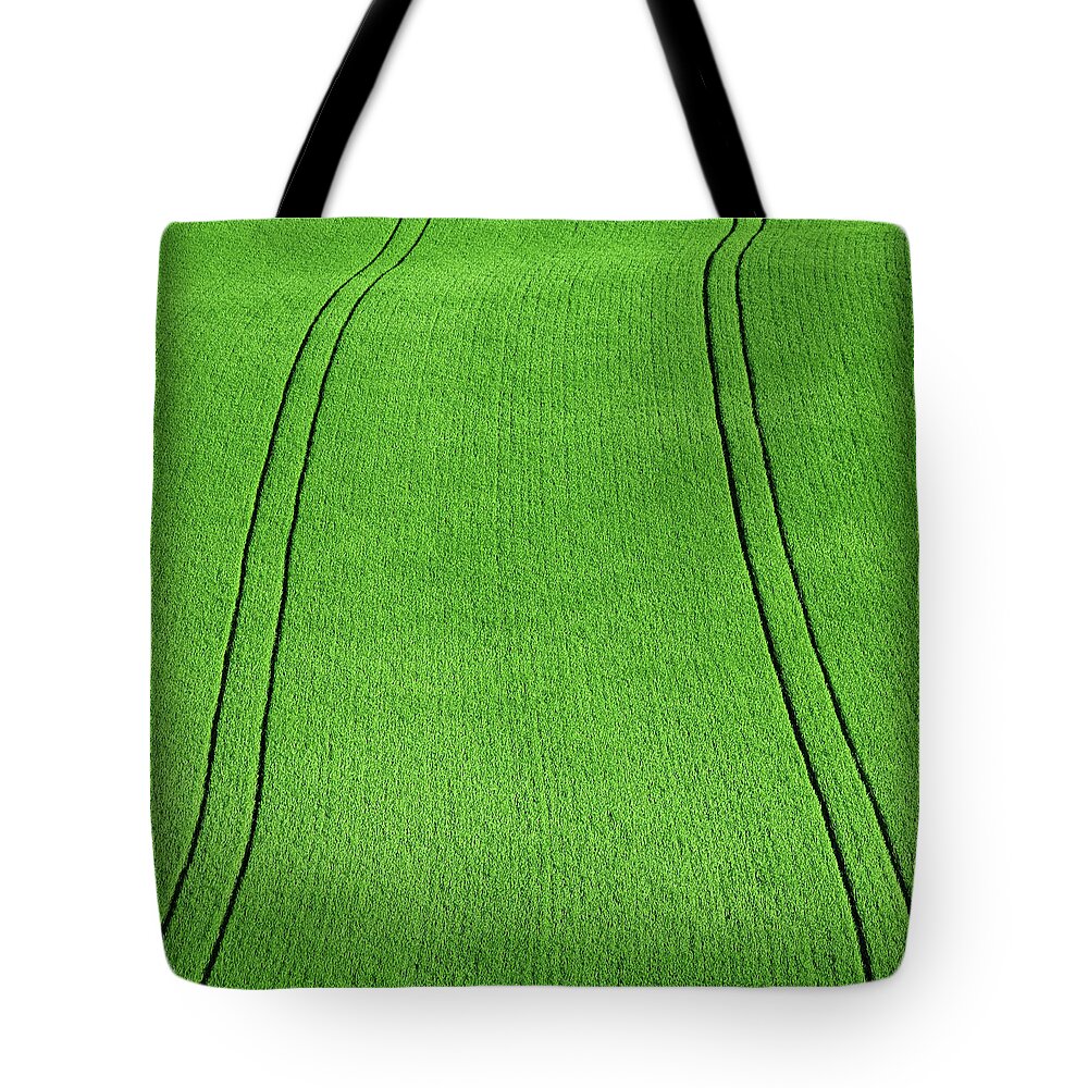 Outdoors Tote Bag featuring the photograph Fields Of Green by Paul Baggaley