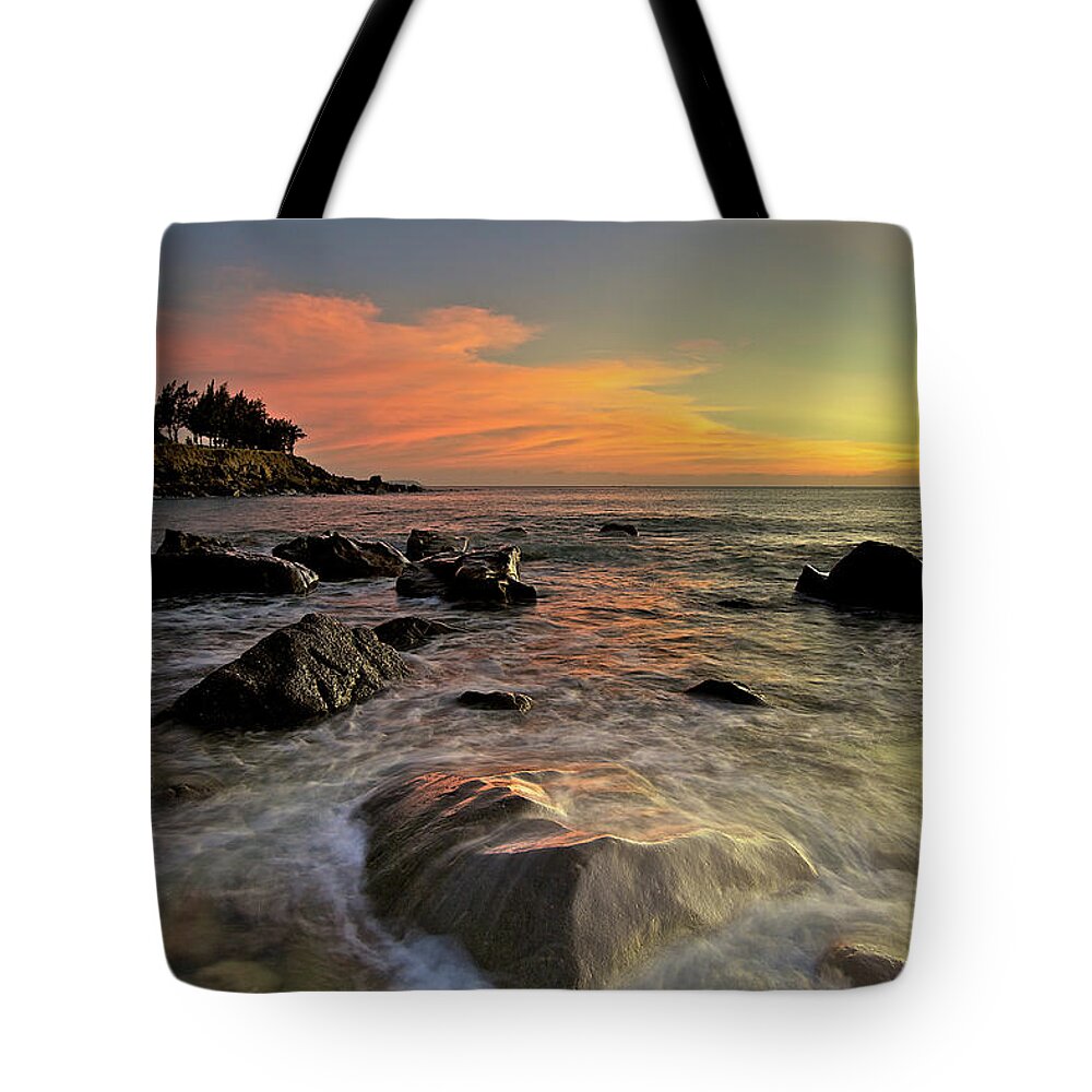 Scenics Tote Bag featuring the photograph Fiery Dusk At Fangshan by Sunrise@dawn Photography
