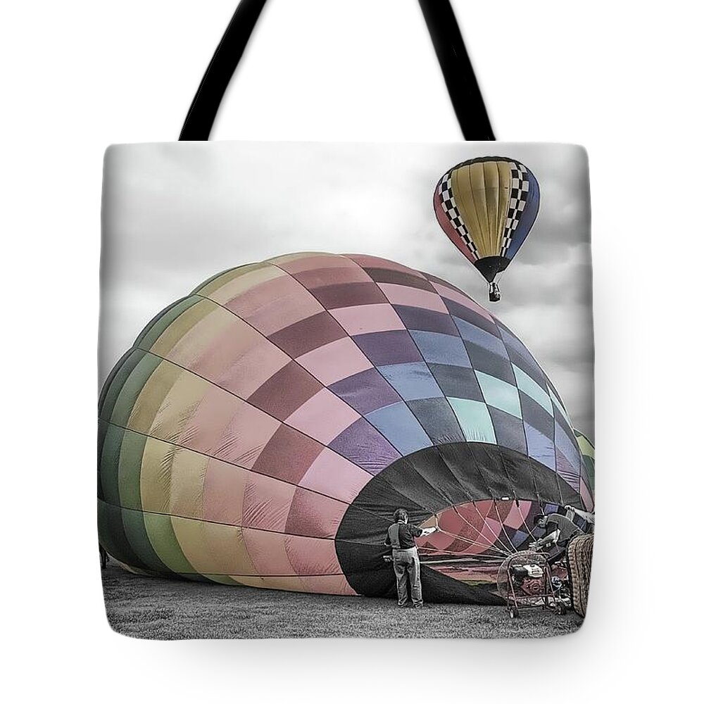 Hot Air Balloon Tote Bag featuring the photograph Fill'er Up by Dyle  Warren