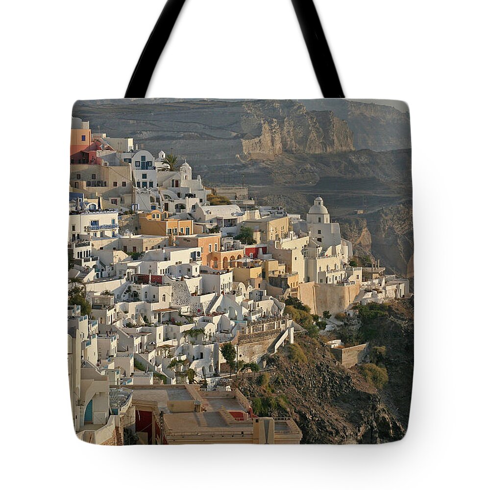 Santorini Tote Bag featuring the photograph Fira, Santorini, Greece by Richard Krebs