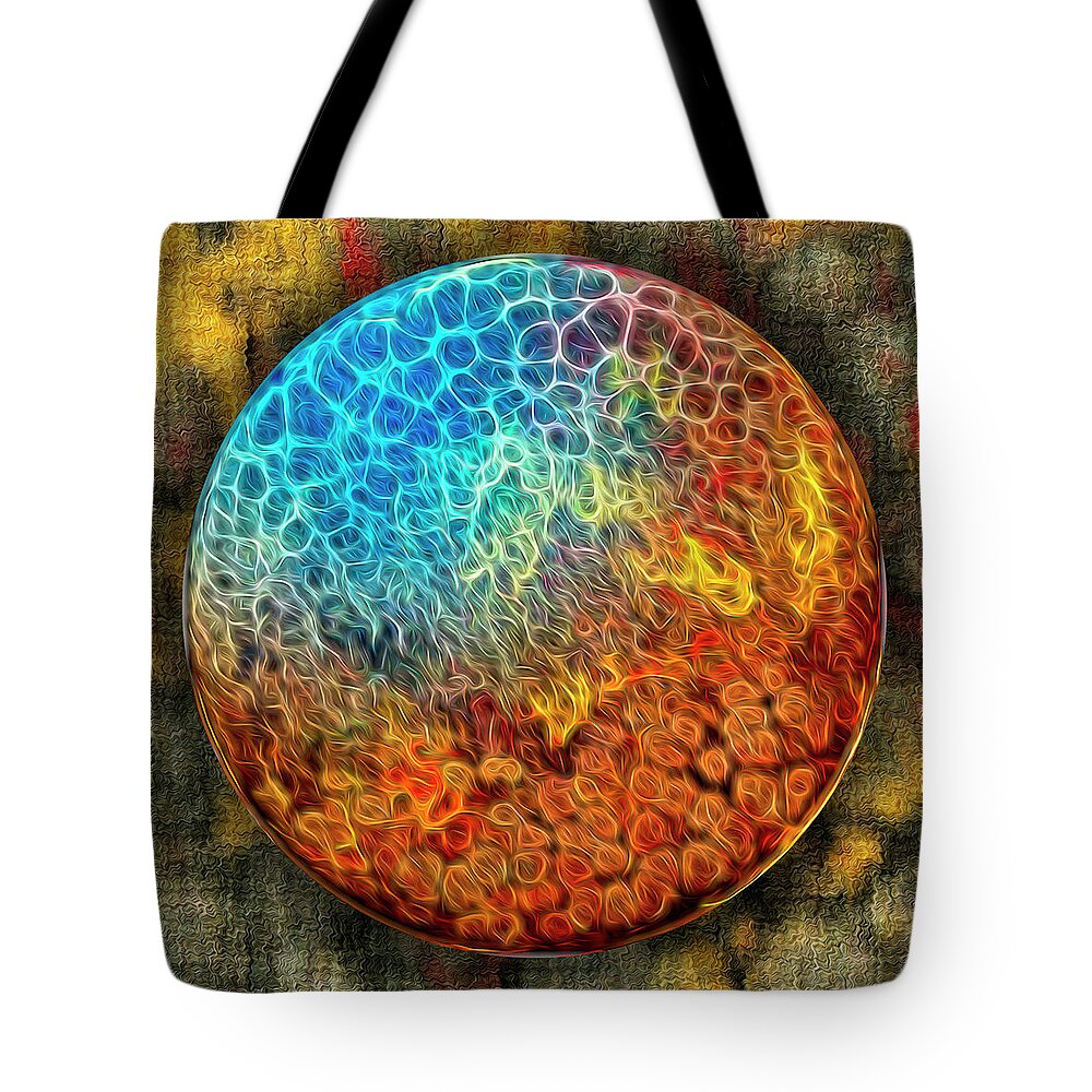 Fiery Glow Tote Bag featuring the digital art Fire And Ice by Becky Titus