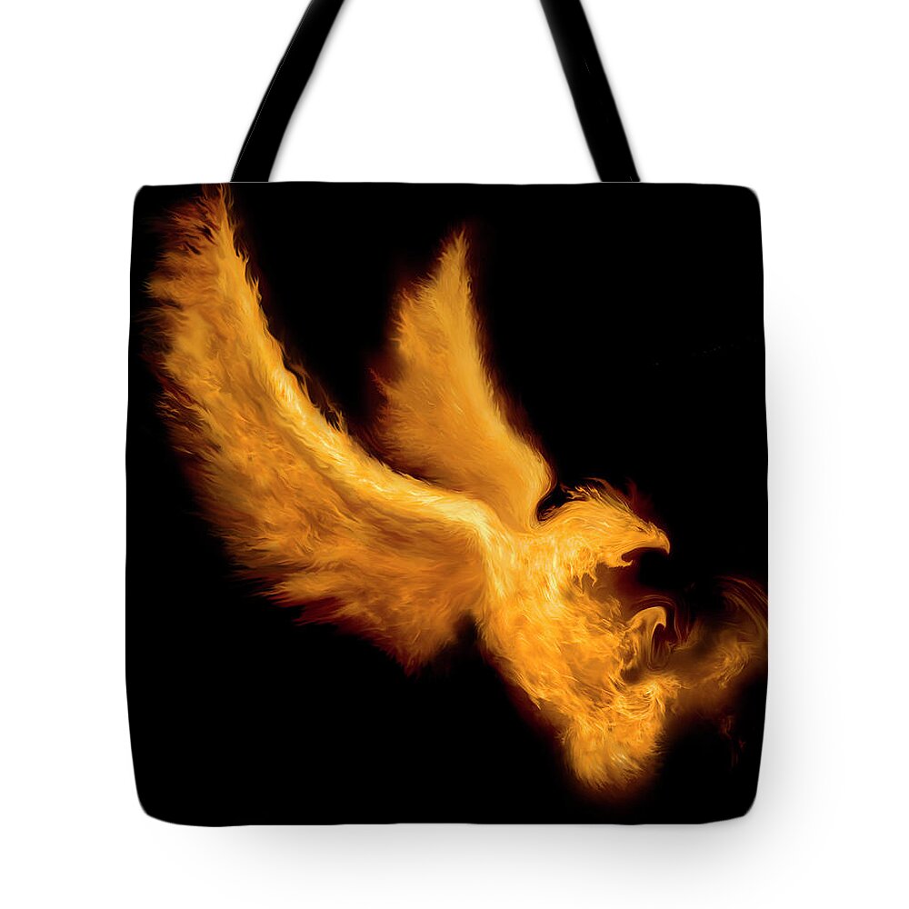 Bird Of Prey Tote Bag featuring the digital art Fire Bird by -asi