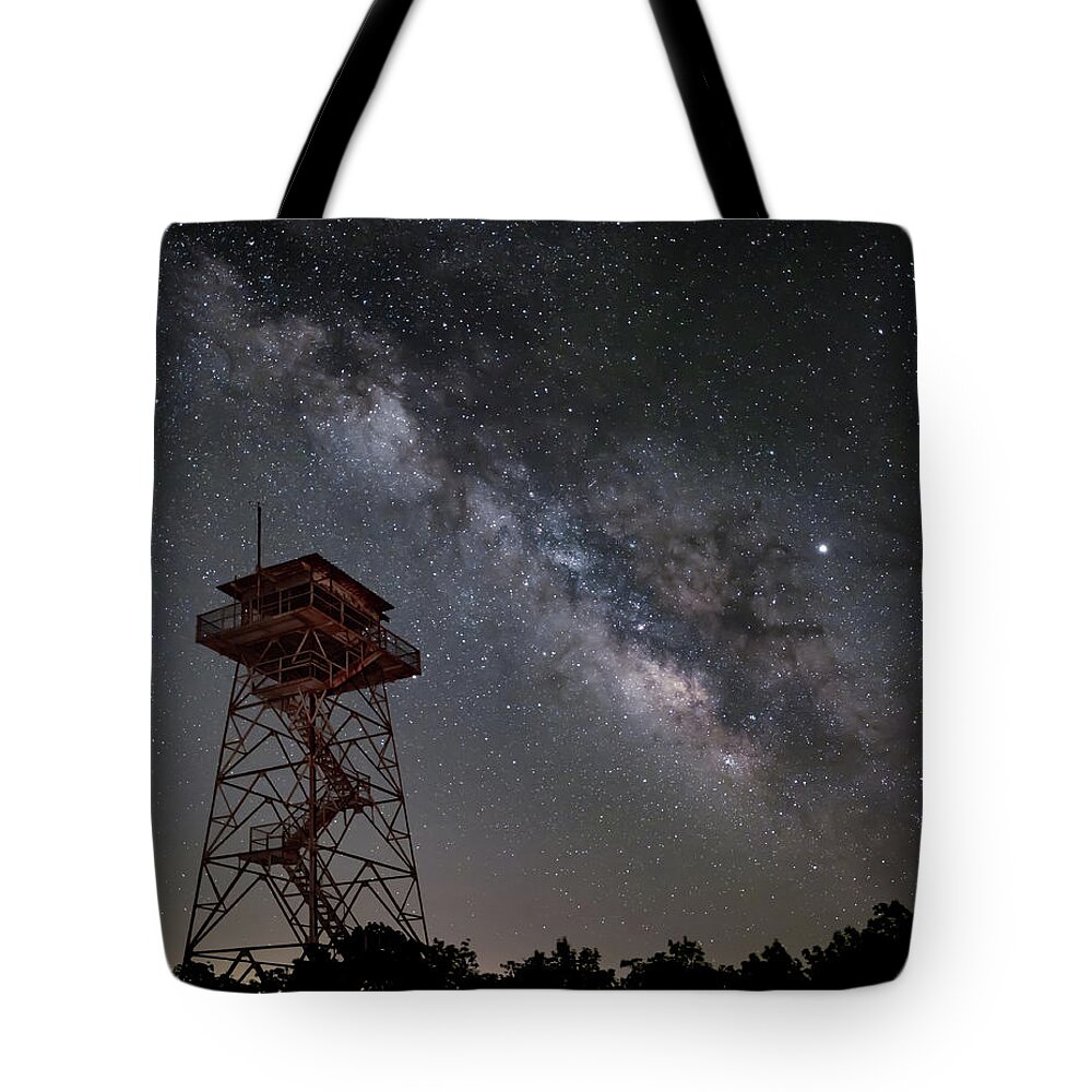 Milky Way Tote Bag featuring the photograph Fire Tower by James Barber