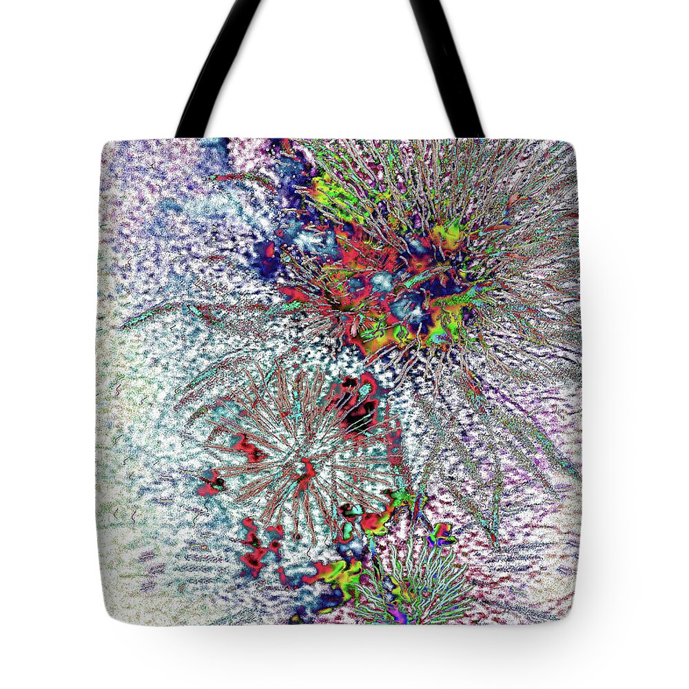 Abstract Prints Tote Bag featuring the digital art Frenzy by Dyle Warren