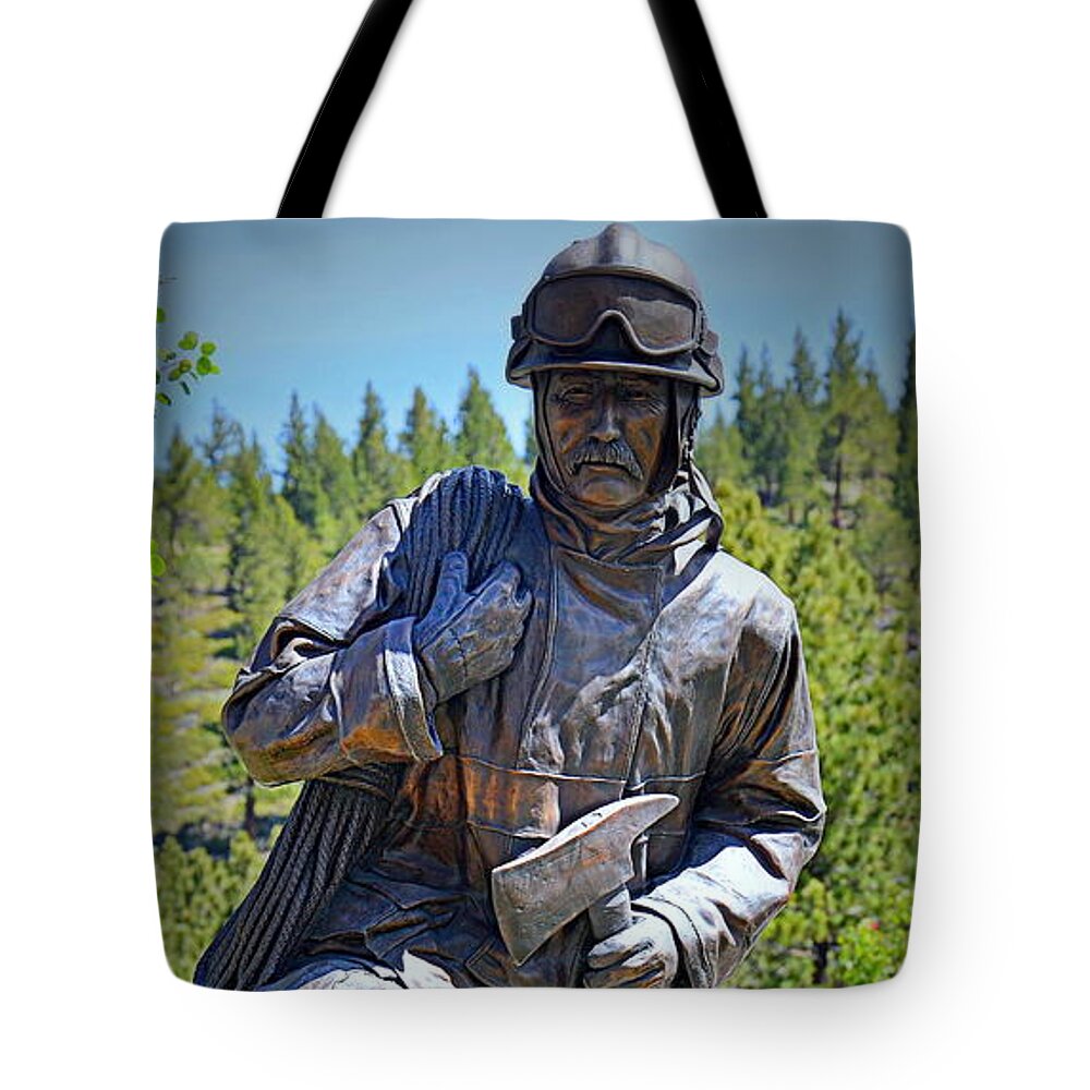Firefighter Tote Bag featuring the photograph First In, Last Out by Tru Waters