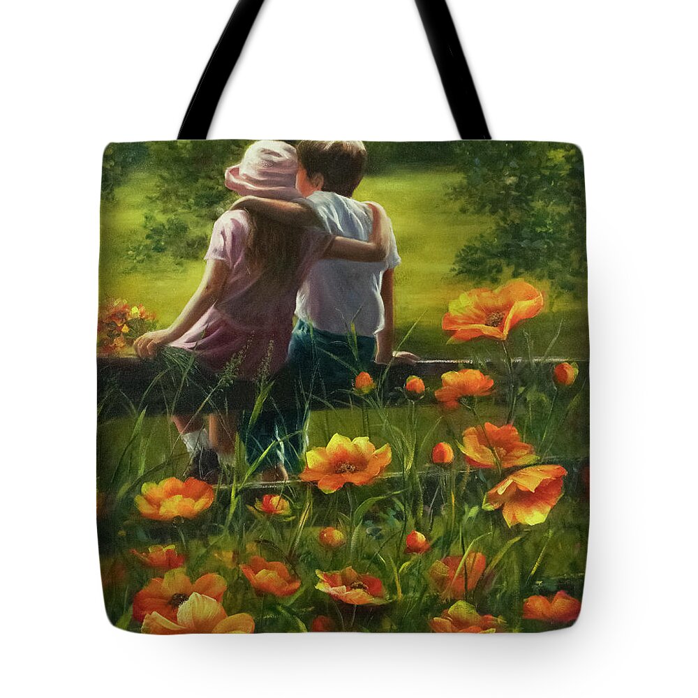 Children Tote Bag featuring the painting First Love by Lynne Pittard