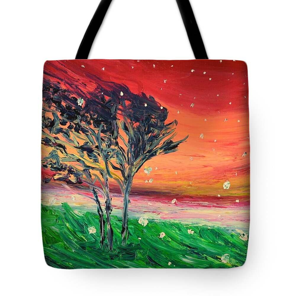 Snow Tote Bag featuring the painting First Snow by Chiara Magni