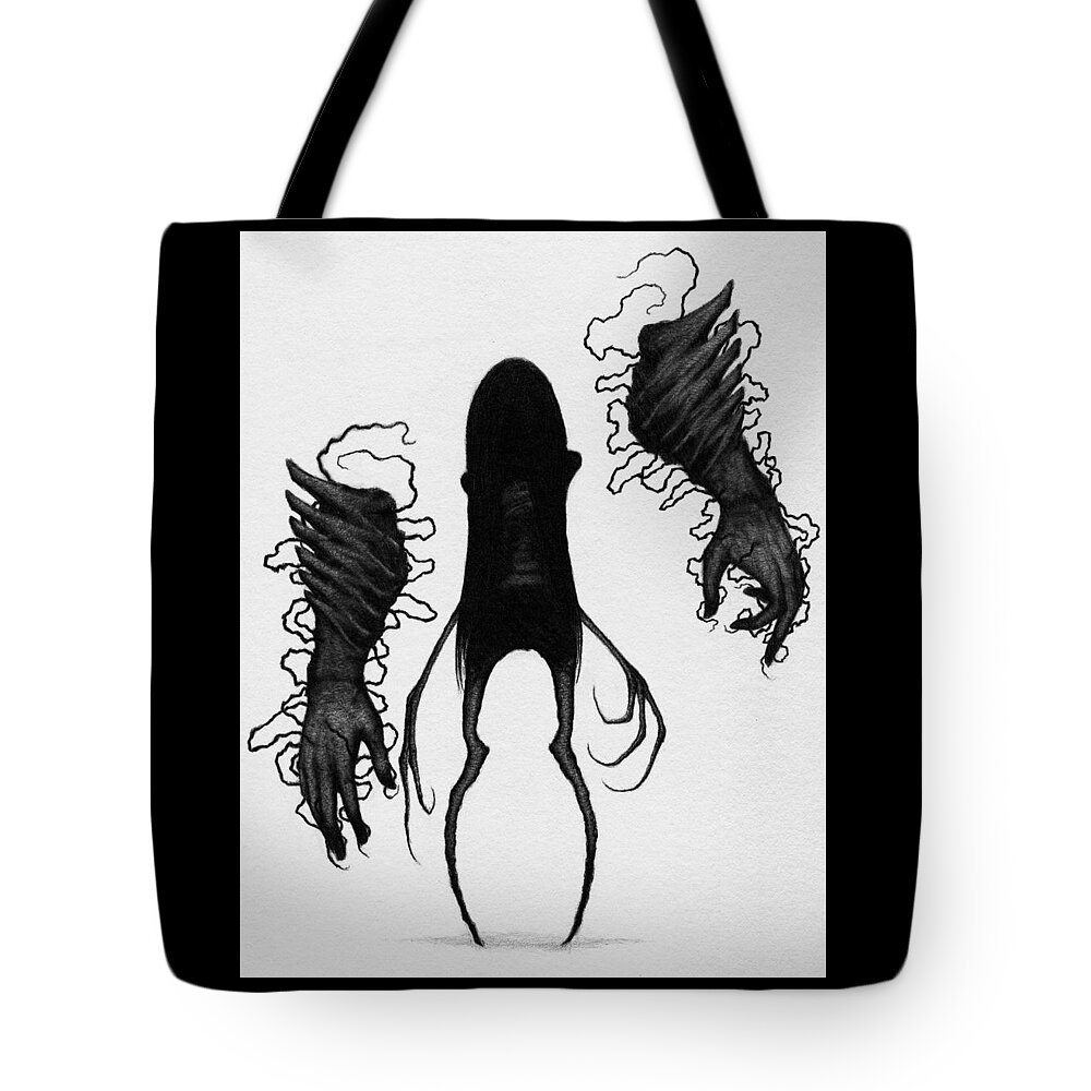 Horror Tote Bag featuring the drawing Firstborn of The Orphan Wing - Artwork by Ryan Nieves