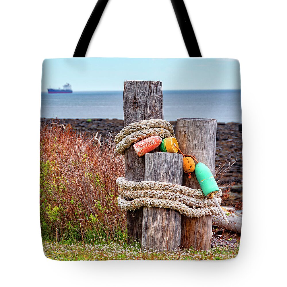 Canada Tote Bag featuring the photograph Fishing Floats by Lenore Locken