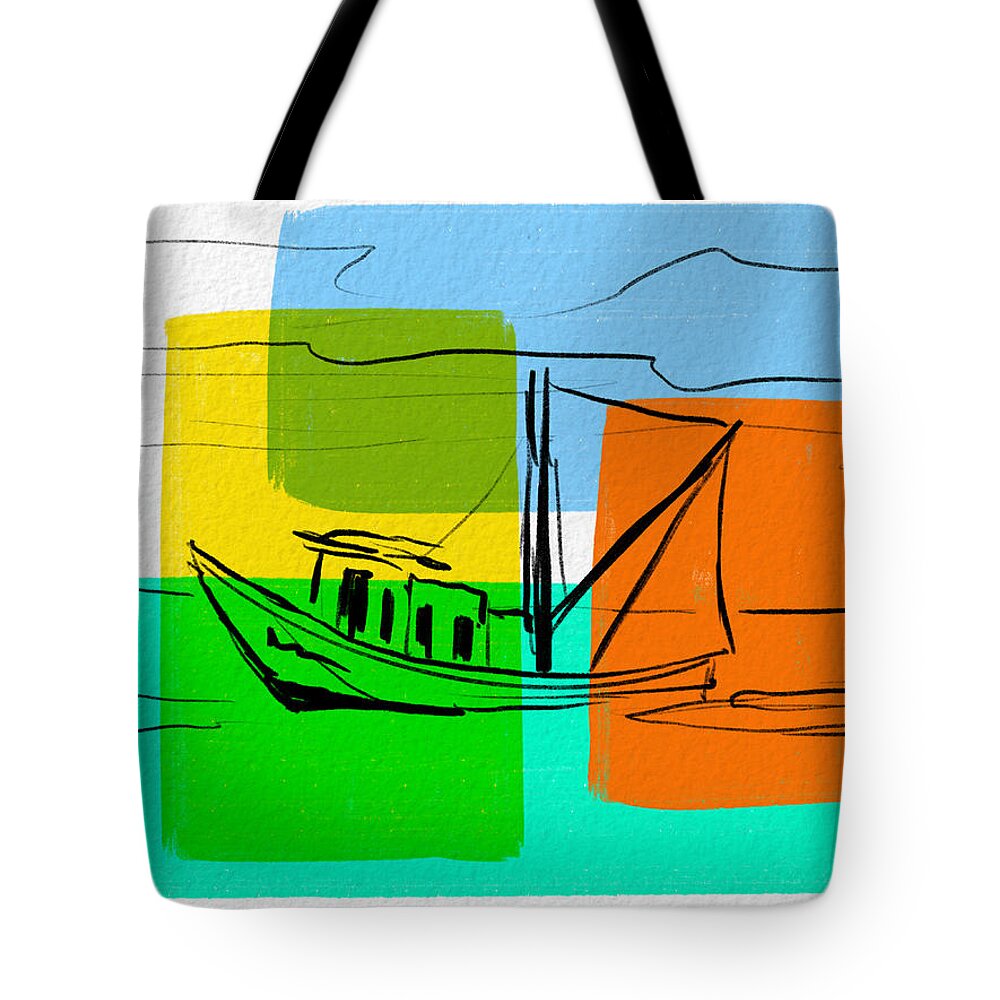 Ocean Tote Bag featuring the digital art Fishing Offshore by Michael Kallstrom