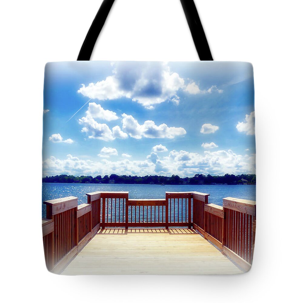 Ramsey Creek Park Tote Bag featuring the photograph Fishing Pier at Ramsey Creek Park by Amy Dundon