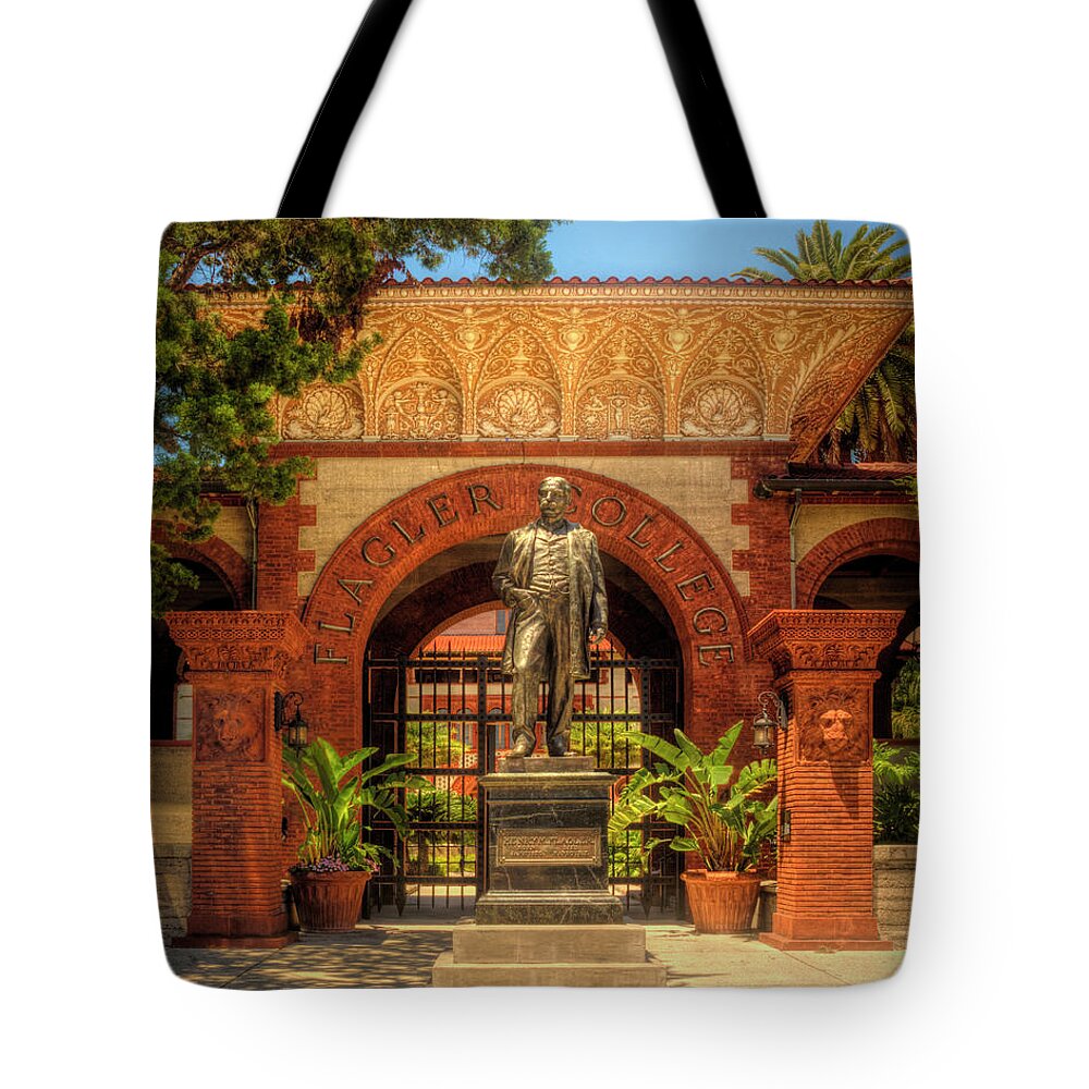 Flagler Tote Bag featuring the photograph Flagler College Entrance by Mitch Spence