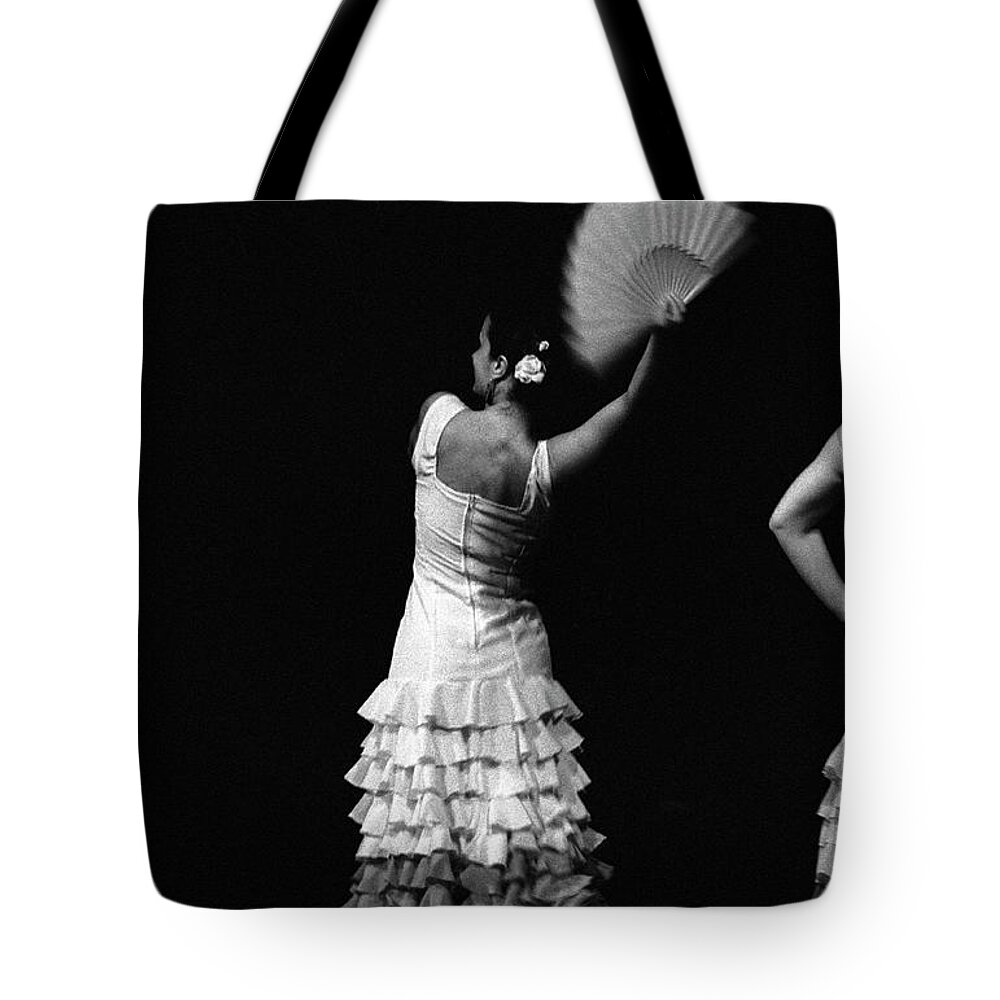 Ballet Dancer Tote Bag featuring the photograph Flamenco Lace Fan by T-immagini