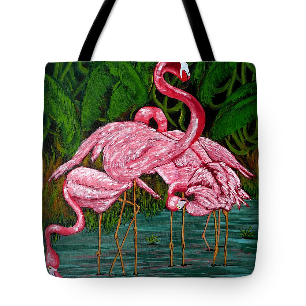 Flamingo Tote Bag featuring the painting Flamingo by Anthony Dunphy