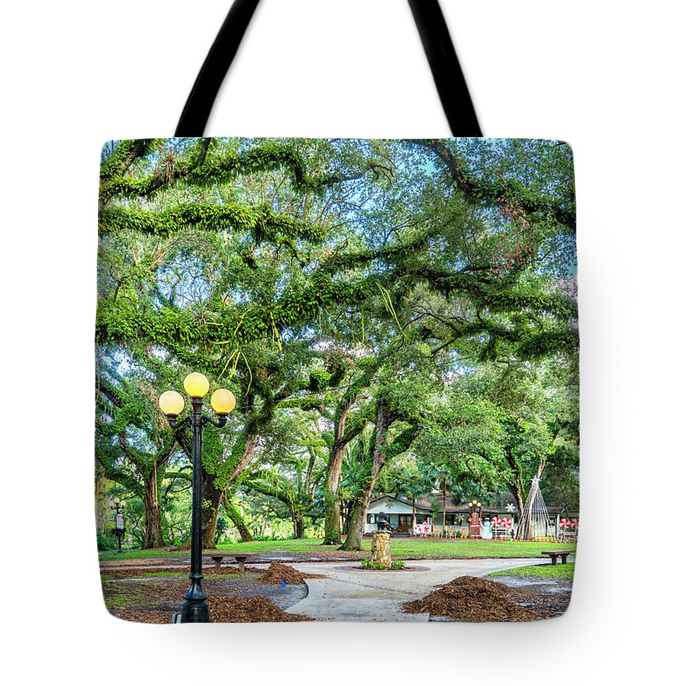Estock Tote Bag featuring the digital art Flamingo Gardens In Davie Florida by Laura Zeid