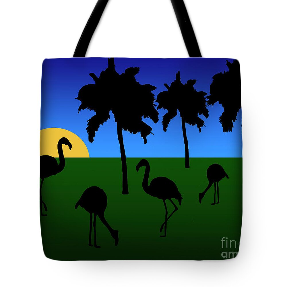 Flamingo Tote Bag featuring the digital art Flamingo Sunrise by Kirt Tisdale