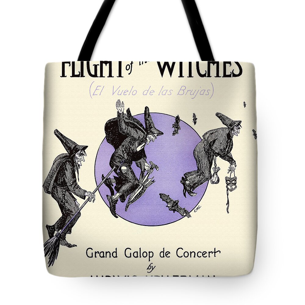 Wicthes Tote Bag featuring the painting Fligh of the Witches by C.m.c.