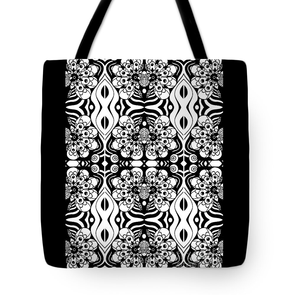 Floral Expressions By Helena Tiainen Tote Bag featuring the mixed media Floral Expressions by Helena Tiainen