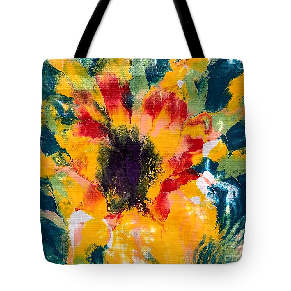 Abstract Tote Bag featuring the painting Floral Flourish 3 by Lon Chaffin