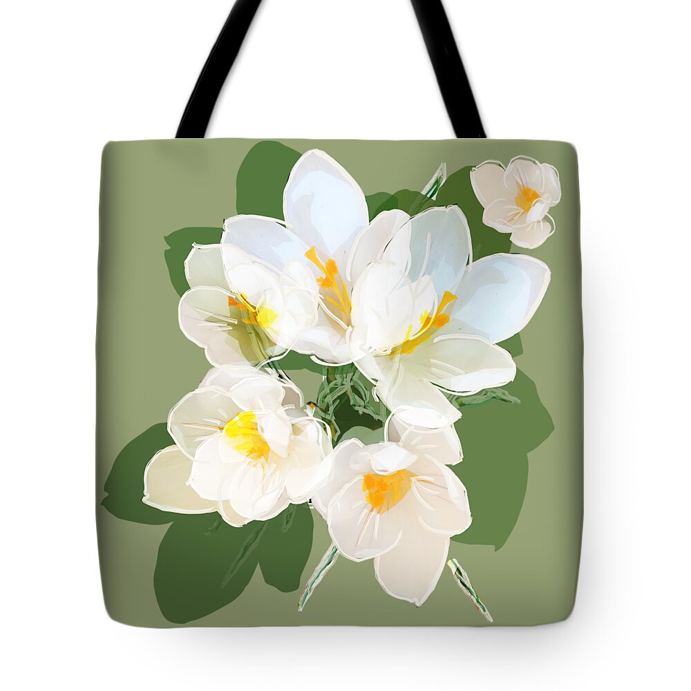 Flowers Tote Bag featuring the mixed media Flower Blossom FOUR by BFA Prints