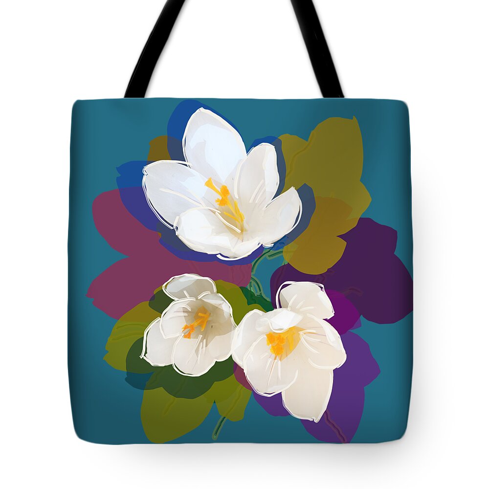 Flowers Tote Bag featuring the mixed media Flower Blossom THREE by BFA Prints