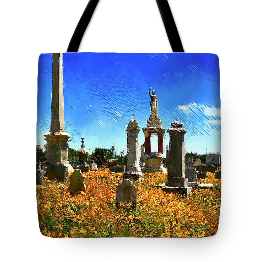 Cemetary Tote Bag featuring the photograph Flower Cemetary by GW Mireles