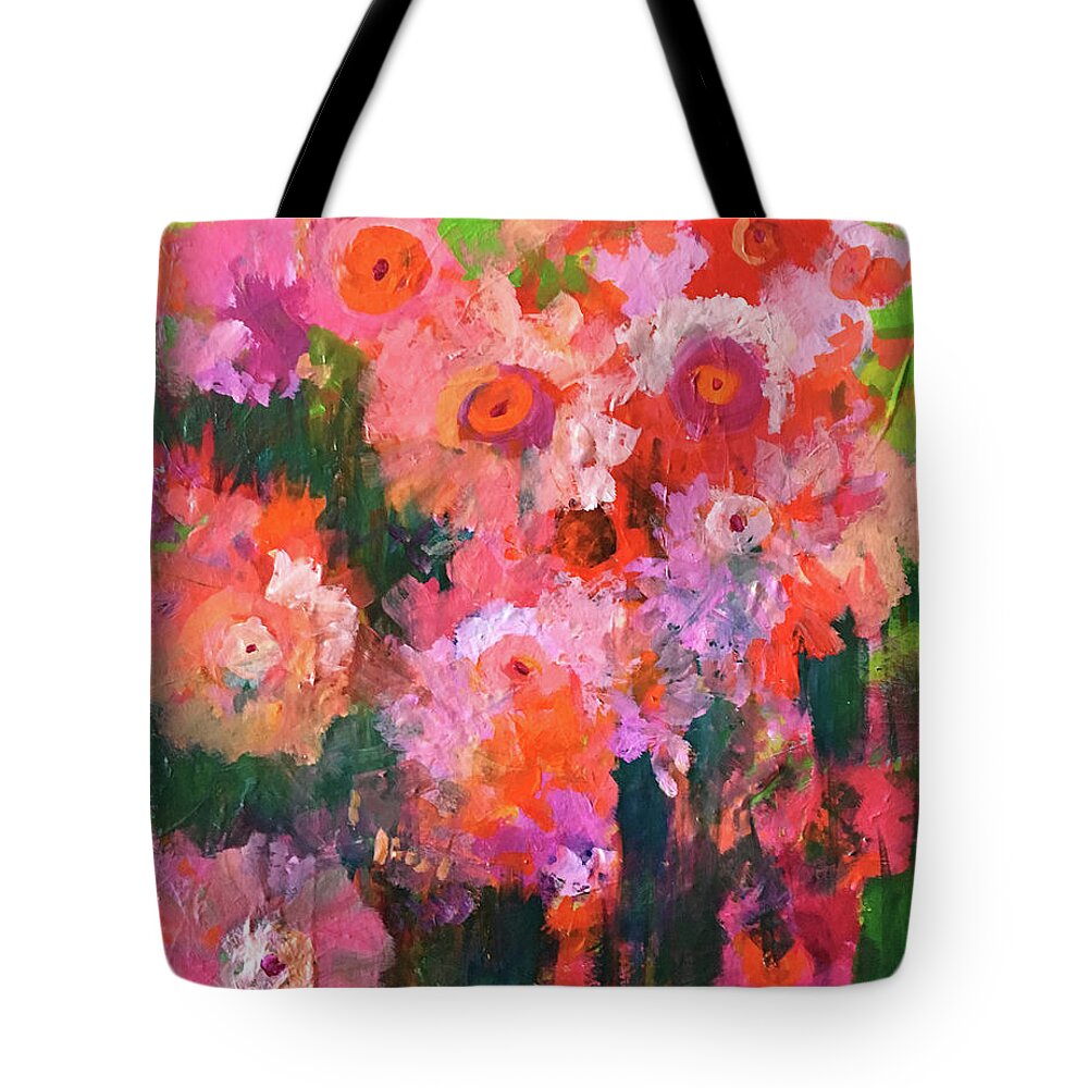 Spring Flowers Tote Bag featuring the painting Flower Garden by Nancy Merkle
